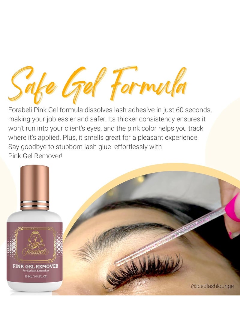 Forabeli Pink Gel Lash Remover for Eyelash Extensions 15ml Safe and Gentle Formula Easy to Apply Versatile and Efficient - Image 4