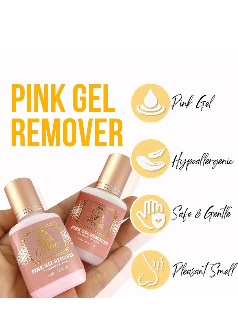 Forabeli Pink Gel Lash Remover for Eyelash Extensions 15ml Safe and Gentle Formula Easy to Apply Versatile and Efficient - Image 5