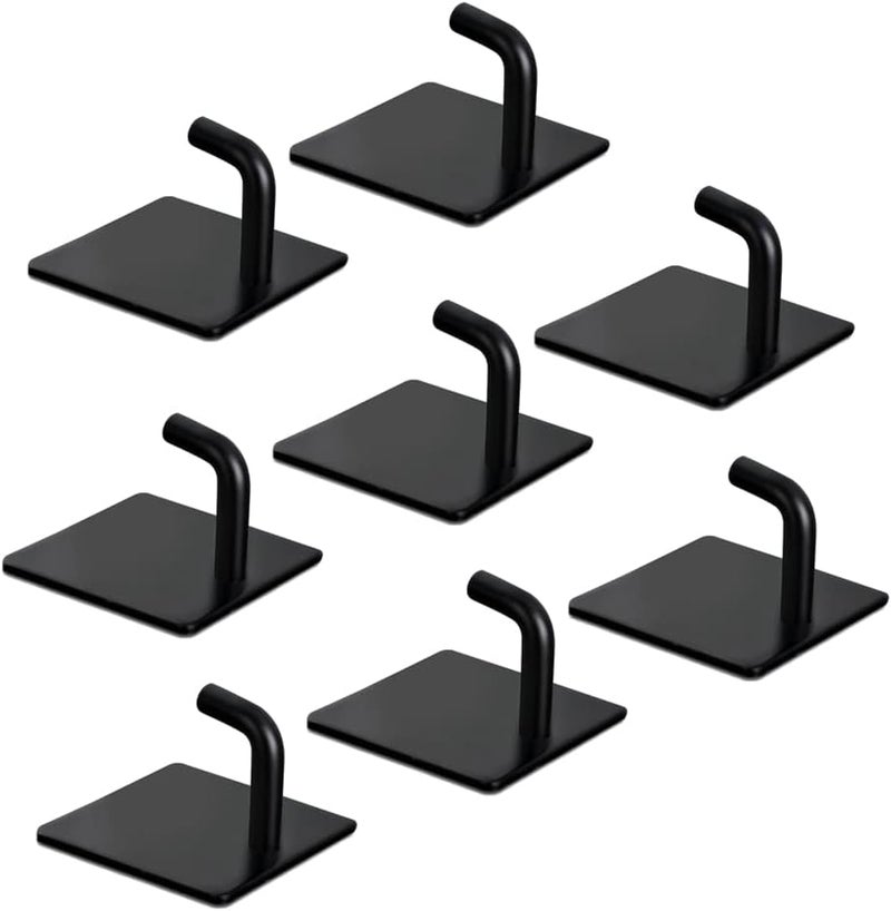 NEEMAY Hooks Adhesive Wall Hooks Bathroom Hanger Self-adhesive Heavy Duty Towel Shower Hooks Wall Mount Stick On 304 Stainless Steel Hooks for Hanging Towel,Coat,Key Home Kitchen, 8 Pack (Black) - Image 1