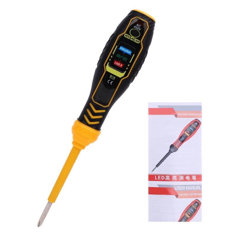 قلم اختبار الجهد غير المتصل: اختبار الجهد ومفك البراغي 2 في 1 - مؤشرات إضاءة LED ثلاثية الألوان ومقبض معزول آمن للكهربائيين المحترفين ومهام التصميم الذاتي في المنزل والهواة - Image 1