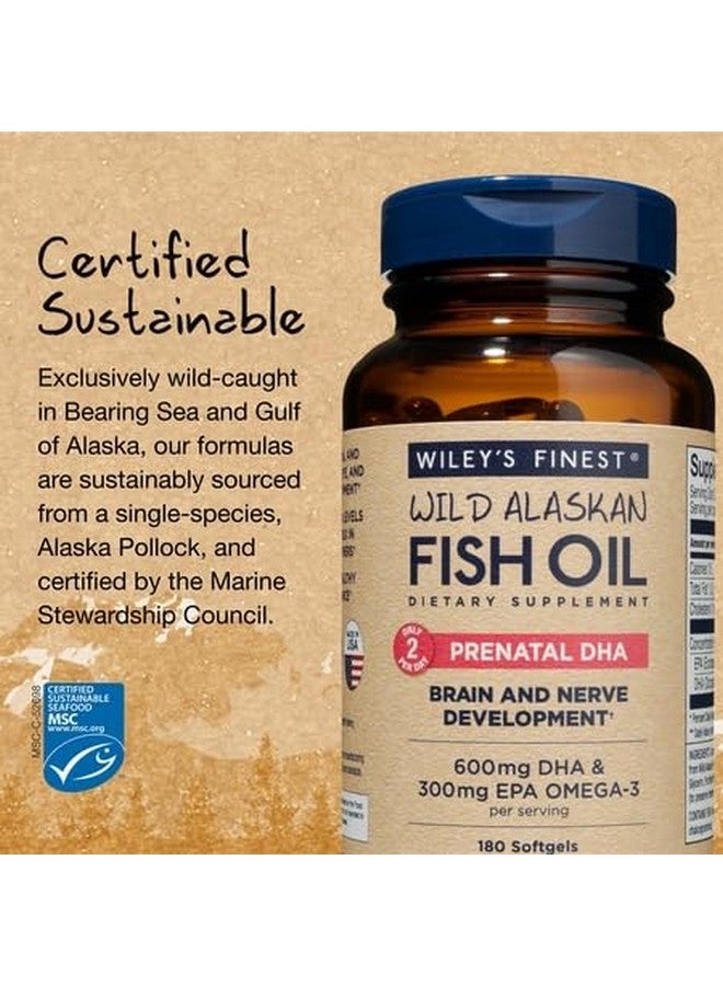 Wiley's Finest Wiley's Finest Wild Alaskan Fish Oil Prenatal DHA - 900mg EPA and DHA Omega-3s for Pregnant Women and Nursing Mothers - 180 Softgels (90 Prenatal Vitamin Servings)  - Image 4