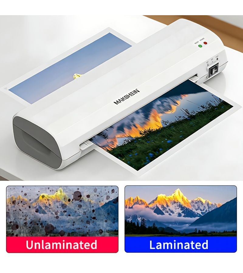A4 Laminator Machine 9 Inch Hot And Cold Laminating With 50 Sheets 5R Photo Paper White For Office School Business Home - Image 2