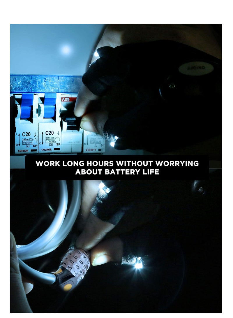 SYOSI Flashlight Gloves for Men Flexible LED Gloves for Working in Darkness and Night Reading Finger Light Gloves for Mechanic Work and Other Outdoor Activities  - Image 5