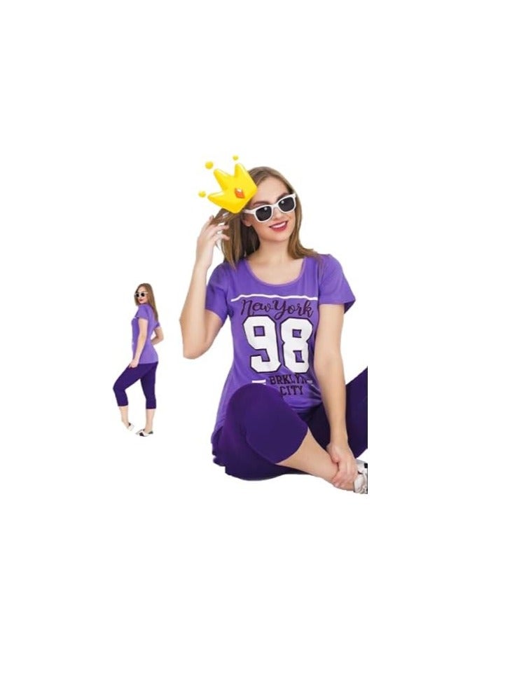 Teknur Women's Pajama Set – One Size Fits S-M-L, Made from Cotton & Lycra for Ultimate Comfort and a Stylish Look, Made in Turkey 