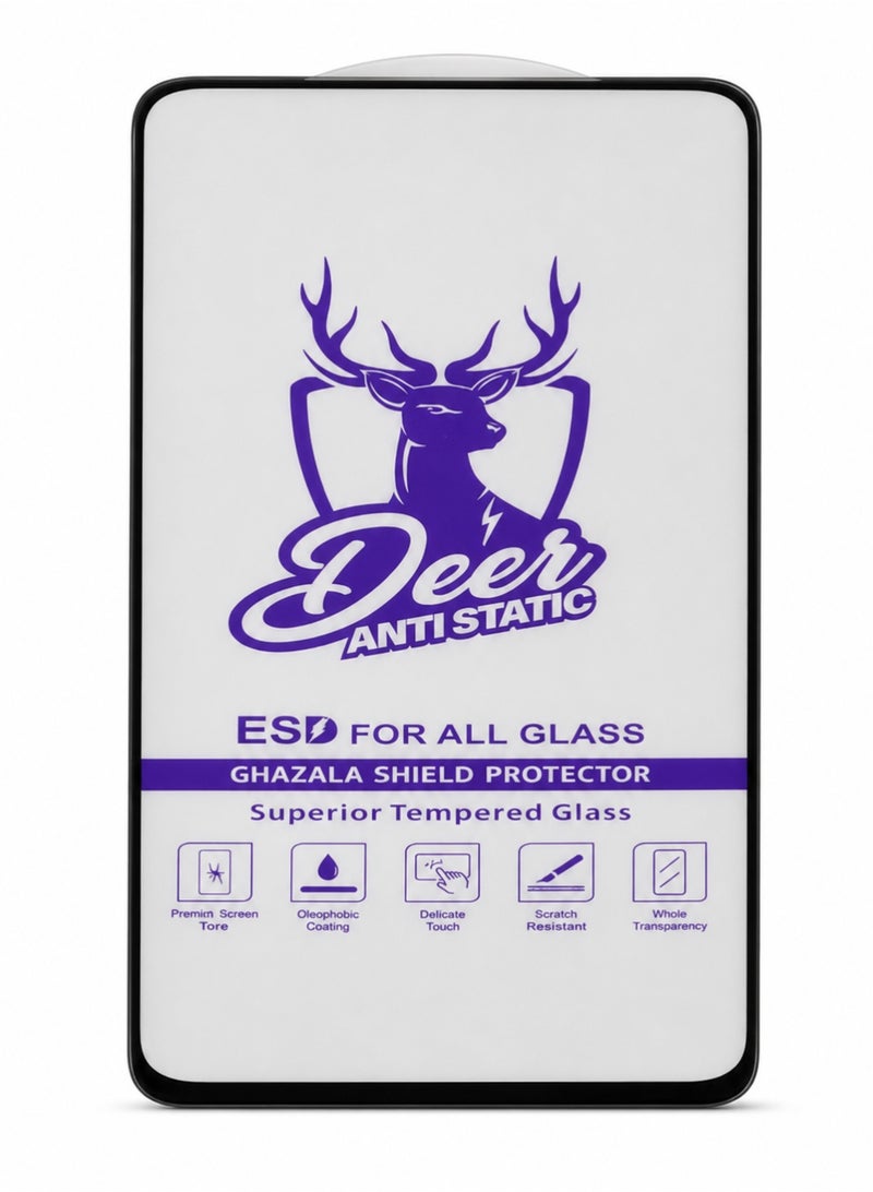Deer Al-Ghazala Anti-Static ESD Tempered Glass Screen Protector Compatible with OPPO Reno 4 - Full Glue Black Frame - Image 2