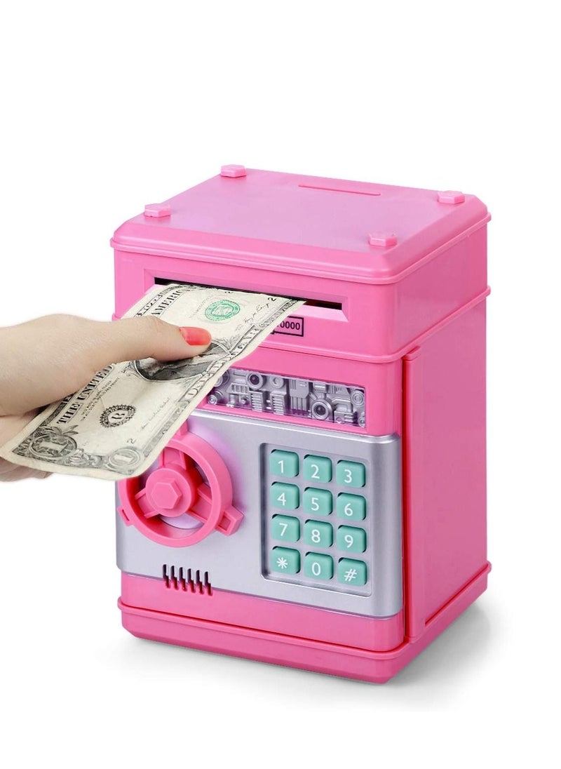 MIXDE Bank for Girls 4-11 Years Old,Refasy Kids Safe Bank for Boys Birthday Gifts Toy for Kids Electronic ATM Money Bank for Adults Money Saving Box Safe Coin Bank Toy Kids Toys Pink  - Image 1