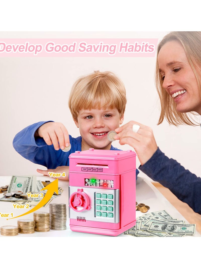 MIXDE Bank for Girls 4-11 Years Old,Refasy Kids Safe Bank for Boys Birthday Gifts Toy for Kids Electronic ATM Money Bank for Adults Money Saving Box Safe Coin Bank Toy Kids Toys Pink  - Image 2