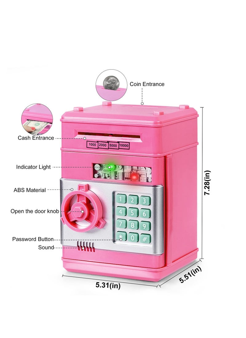 MIXDE Bank for Girls 4-11 Years Old,Refasy Kids Safe Bank for Boys Birthday Gifts Toy for Kids Electronic ATM Money Bank for Adults Money Saving Box Safe Coin Bank Toy Kids Toys Pink  - Image 3
