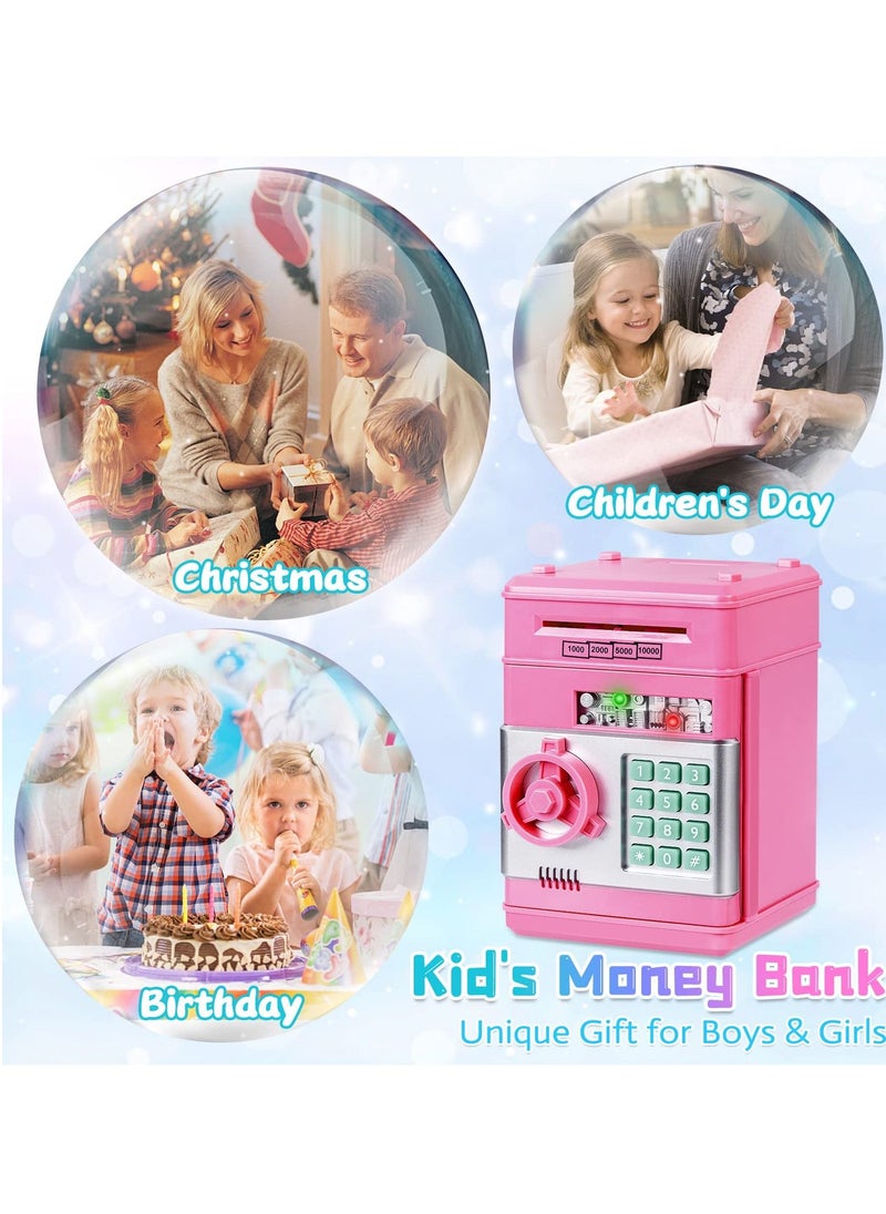 MIXDE Bank for Girls 4-11 Years Old,Refasy Kids Safe Bank for Boys Birthday Gifts Toy for Kids Electronic ATM Money Bank for Adults Money Saving Box Safe Coin Bank Toy Kids Toys Pink  - Image 5