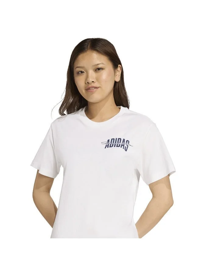 اديداس تيشيرت نسائي أبيض برسومات