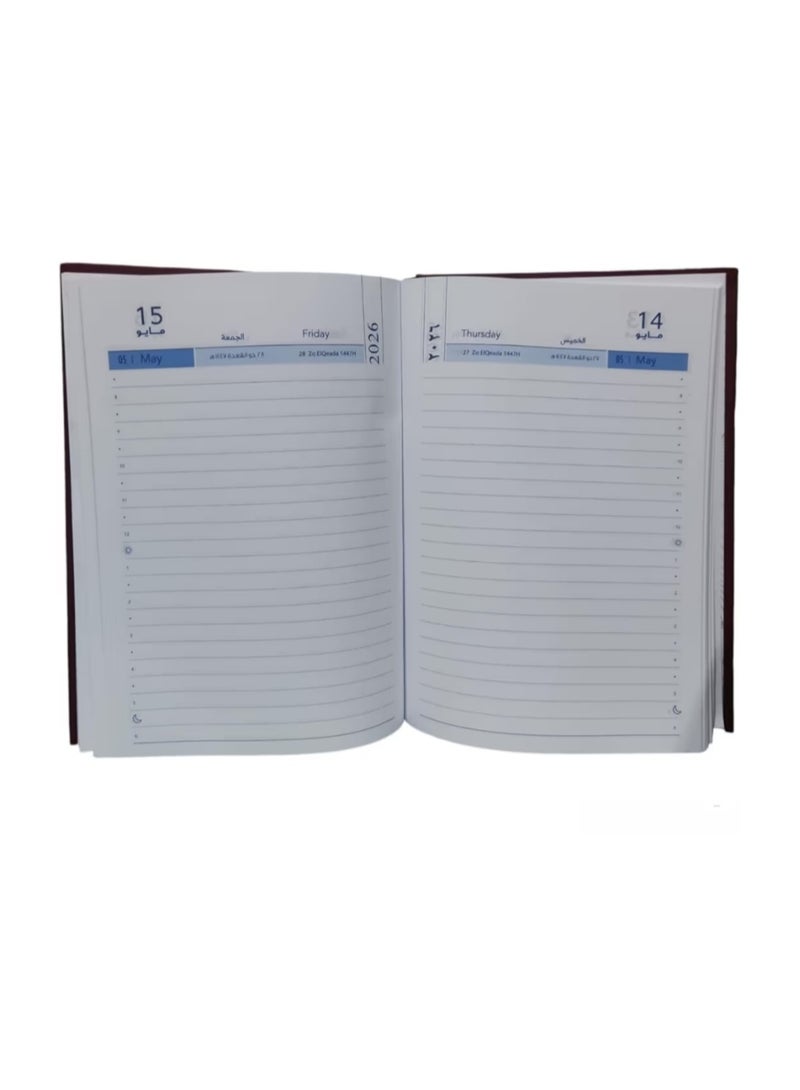 أجندة مكتبية سنوية لعام 2026 لتنظيم المواعيد والمهام اليومية والشهرية غلاف سادة أنيق للتخطيط اليومي والأعمال، مقاس 21 × 15 سم، قطعة واحدة، - Image 2