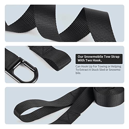 Rosemarie Heavy Duty Snowmobile Tow Straps, Long Reinforced Emergency Gear ATV Tow Rope with Two Hooks 3 Point Strips, Sled Pulling Straps for Ski Snowboard Accessories Kit - Image 3