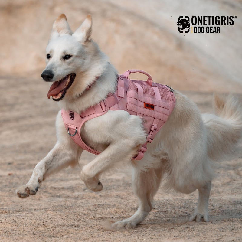 OneTigris Tactical Dog Harness for Small Dog, No Pull Small Dog Vest Harness with Handles Breathable Military Dogs Molle Vests for Walking Hiking Training (Pink, Medium) - Image 3