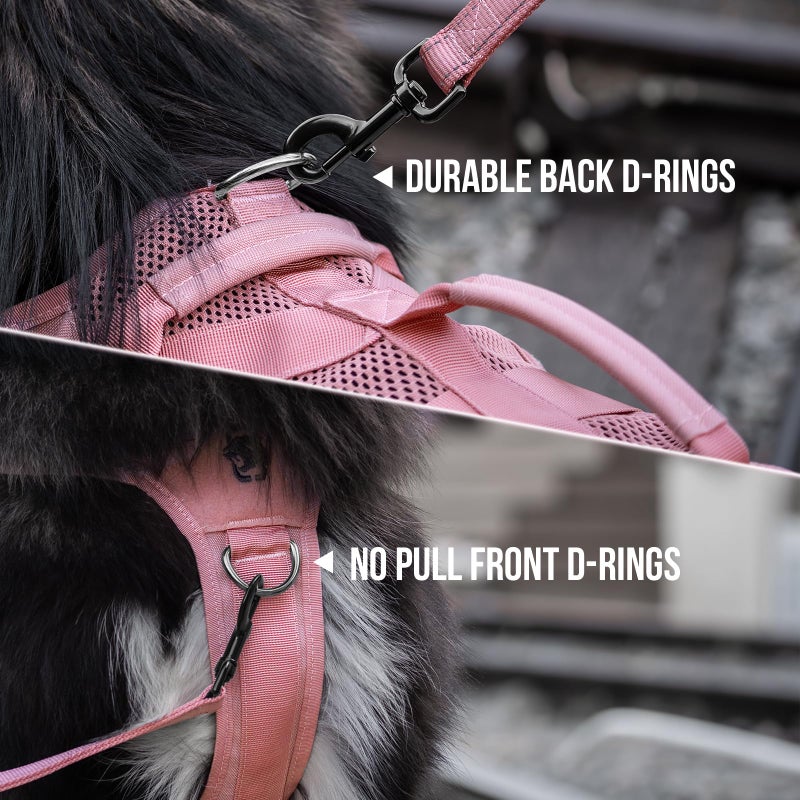 OneTigris Tactical Dog Harness for Small Dog, No Pull Small Dog Vest Harness with Handles Breathable Military Dogs Molle Vests for Walking Hiking Training (Pink, Medium) - Image 5