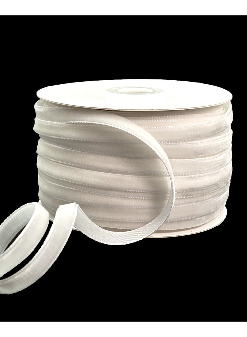 شريط مخملي بعرض 1/4 بوصة بطول 50 ياردة شريط مخملي وجه واحد لحفلات الزفاف، شريط لتغليف الهدايا مشغولات يدوية ذاتية الصنع - Image 2