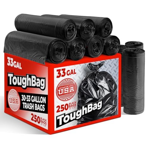 ToughBag 3033 Gallon Trash Bags Heavy Duty 32 x 38 Black Garbage Bags 250 COUNT 30 32 Gallon Trash Bags Made In USA - Image 2