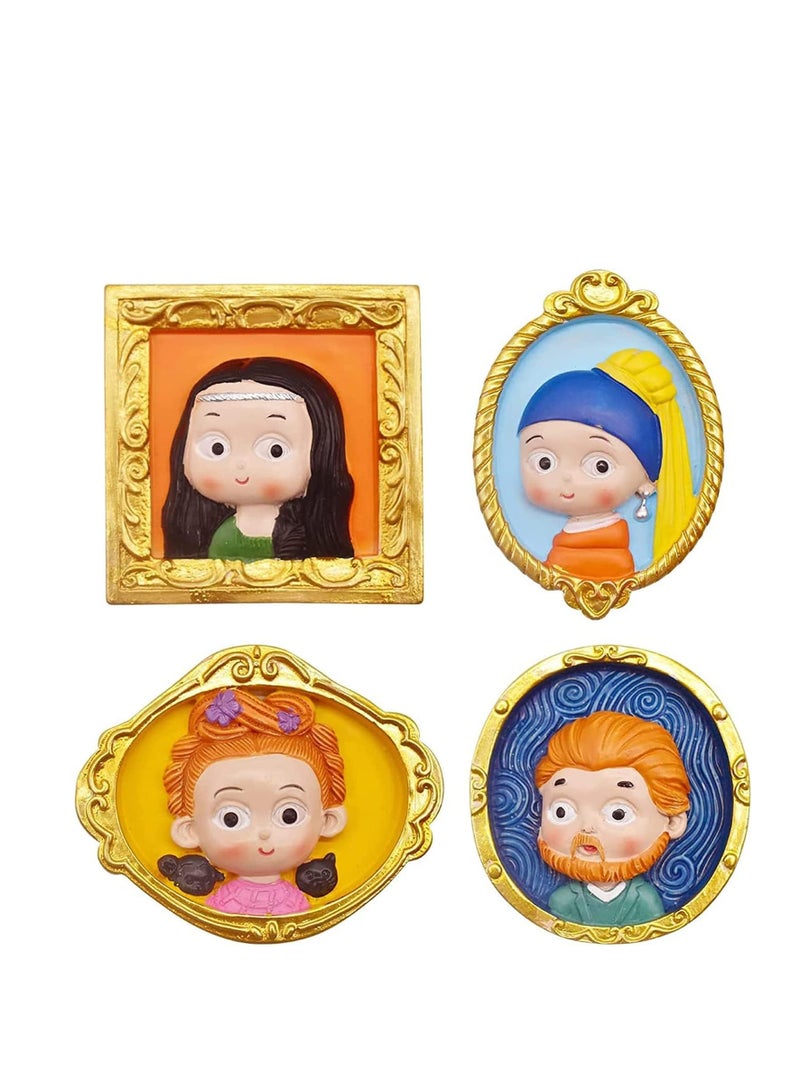 SYOSI Cute Fridge Magnet, 3D Painting Decorative Magnets for Fridge, Glass Magnets for Refrigerator, Locker Accessories Whiteboard Magnets for Office House Office Kitchen Dishwasher Locker Personal Use 4PCS - Image 1