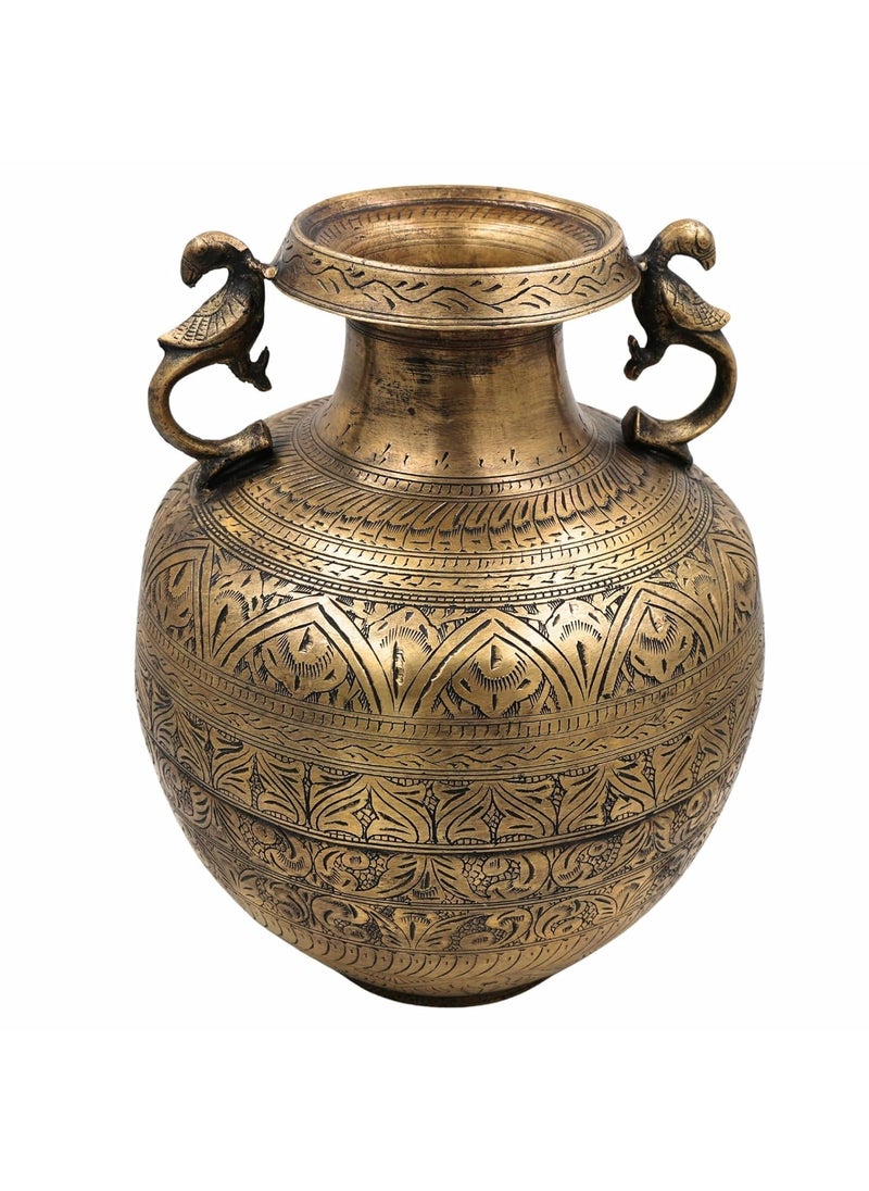 Bhunes Bhunes Brass Vintage Antique HandCarved Pot Exquisite Decorative Vessel with Intricate CarvingsGold 135 Inch 1 Piece  - Image 1