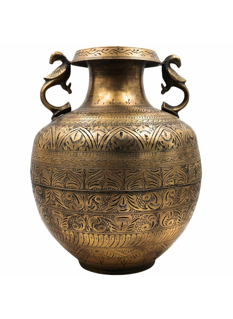 Bhunes Bhunes Brass Vintage Antique HandCarved Pot Exquisite Decorative Vessel with Intricate CarvingsGold 135 Inch 1 Piece  - Image 3