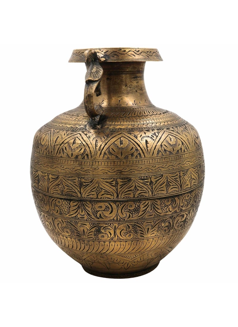 Bhunes Bhunes Brass Vintage Antique HandCarved Pot Exquisite Decorative Vessel with Intricate CarvingsGold 135 Inch 1 Piece  - Image 4