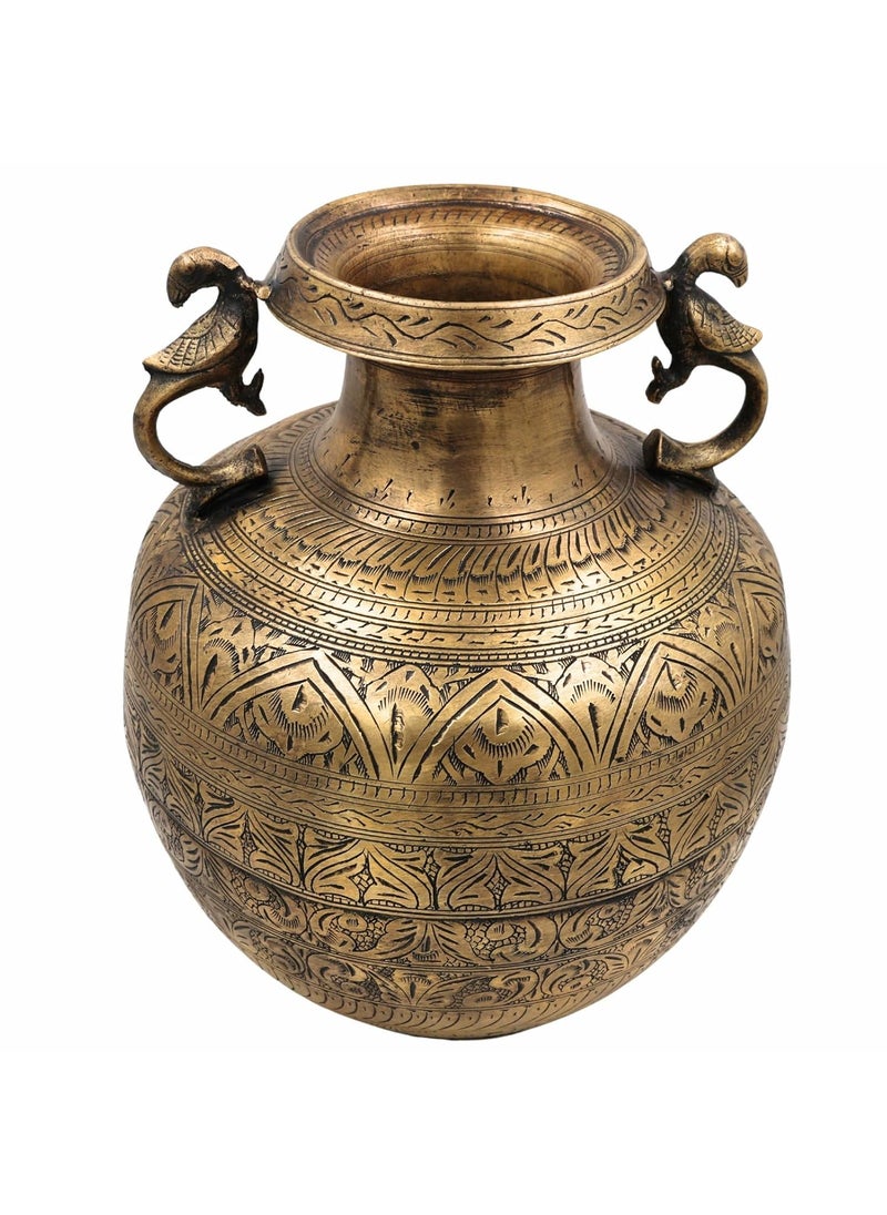Bhunes Bhunes Brass Vintage Antique HandCarved Pot Exquisite Decorative Vessel with Intricate CarvingsGold 135 Inch 1 Piece  - Image 2