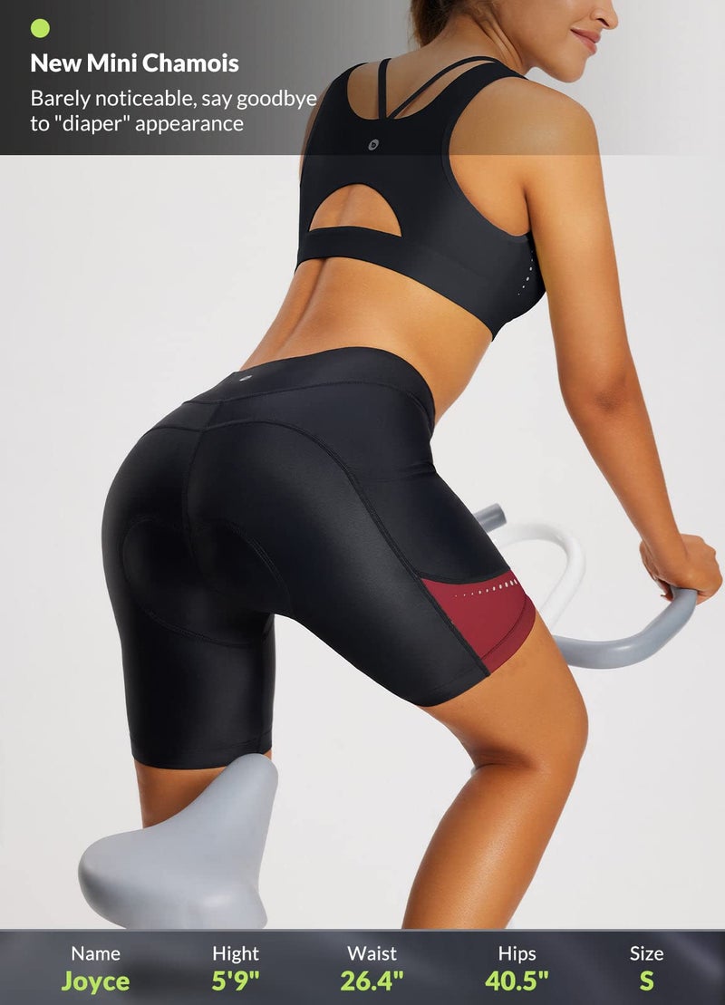 Baleaf شورتات دراجات نسائية BALEAF مع وسادة 4D شورتات دراجات هوائية 7" مع جيوب UPF50+ أحمر L - Image 5