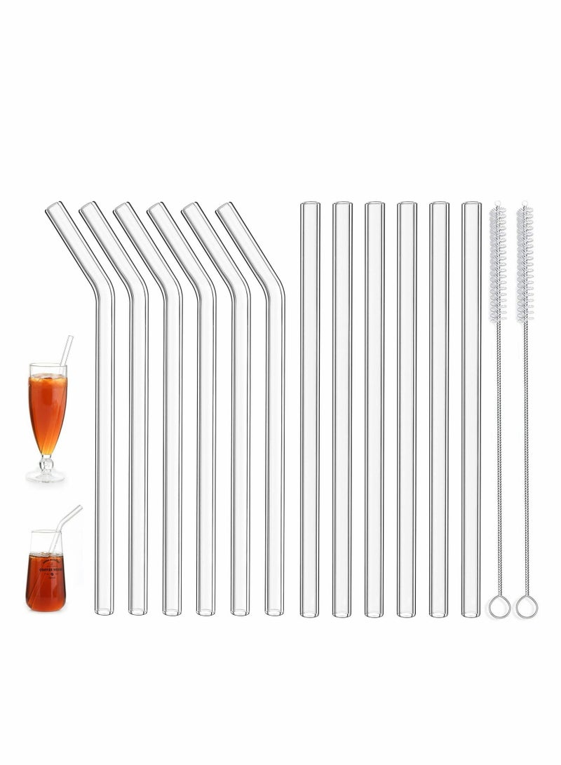Y&D 12 Pcs Reusable Bent Glass Drinking Straws With Cleaning Brushes  - Image 1
