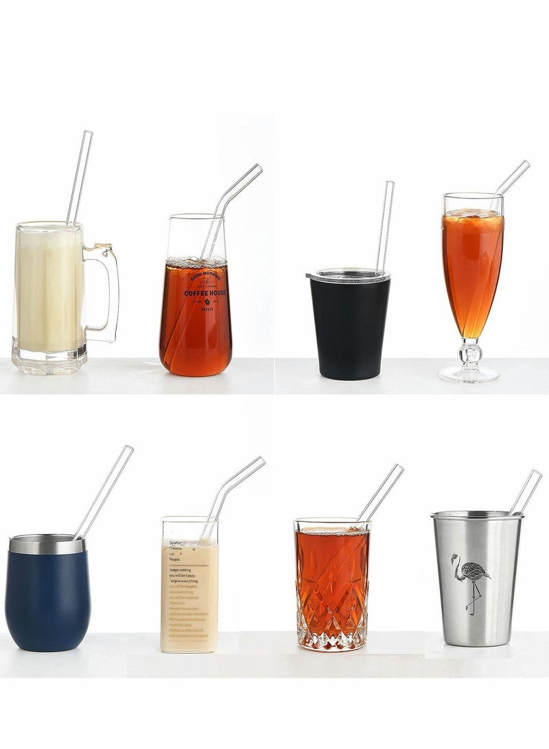Y&D 12 Pcs Reusable Bent Glass Drinking Straws With Cleaning Brushes  - Image 3
