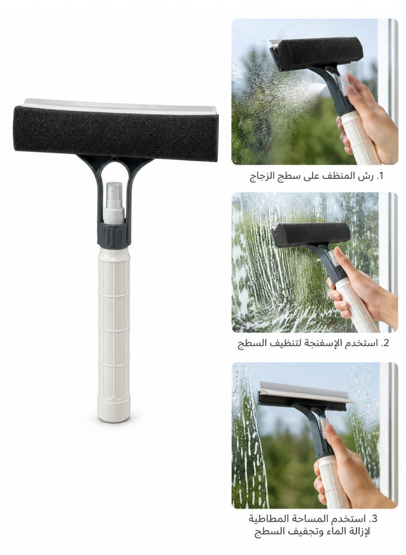 ممسحة تنظيف الزجاج مع بخاخ مدمج، وسادة مايكروفايبر، وممسحة مطاطية - Image 2