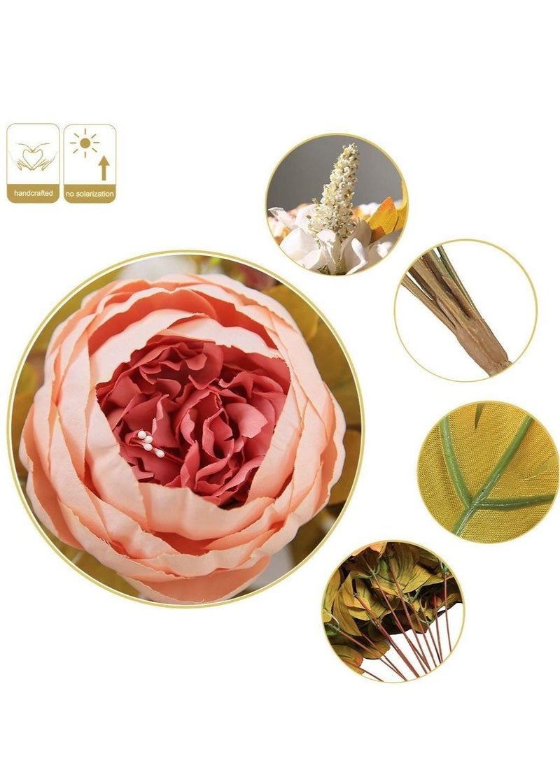 Captaintech Vintage Artificial Peony Silk Flowers, Fake Peonies Vintage Bouquet for Wedding Anniversary Home Decoration(Light Pink) - Image 2