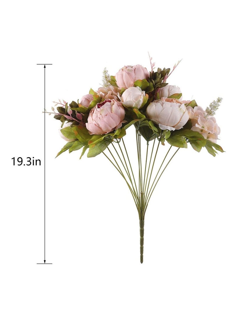 Captaintech Vintage Artificial Peony Silk Flowers, Fake Peonies Vintage Bouquet for Wedding Anniversary Home Decoration(Light Pink) - Image 4