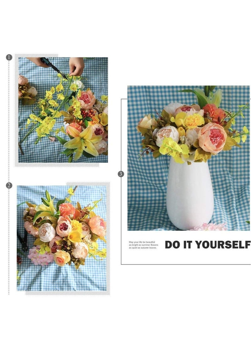 Captaintech Vintage Artificial Peony Silk Flowers, Fake Peonies Vintage Bouquet for Wedding Anniversary Home Decoration(Light Pink) - Image 5