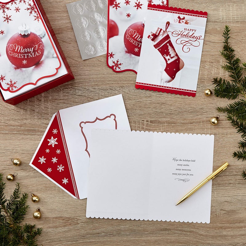 Hallmark Christmas Boxed Card Assortment, Ornament and Stocking (40 Cards with Envelopes and Gold Seals) (1XPX2806) - Image 2