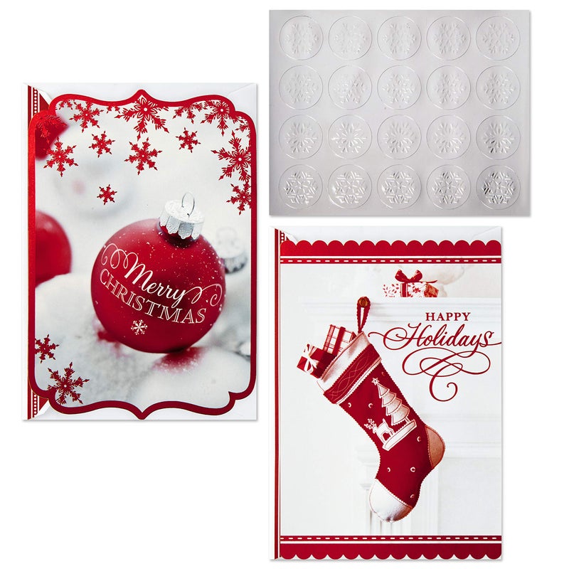 Hallmark Christmas Boxed Card Assortment, Ornament and Stocking (40 Cards with Envelopes and Gold Seals) (1XPX2806) - Image 1