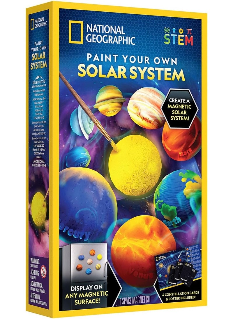 National Geographic Paint Your Own Solar System Kit for Kids – STEM Space Science Kit with 3D Planets, Paint Set, Arts & Crafts Activity, Astronomy Toy for Boys & Girls Ages 6+
