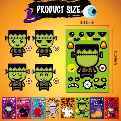 Max Fun 48 Sheets Halloween Stickers for Kids Bulk Cute Holiday Stickers Funny DIY Crafts Activities Party Favors Game Gifts for Boys Girls - Image 5