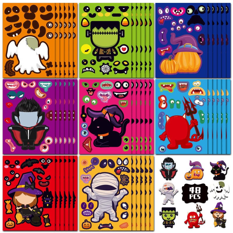 Max Fun 48 Sheets Halloween Stickers for Kids Bulk Cute Holiday Stickers Funny DIY Crafts Activities Party Favors Game Gifts for Boys Girls - Image 4