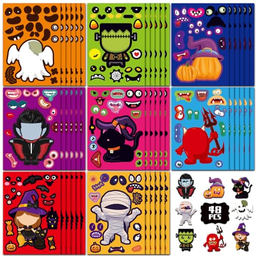Max Fun 48 Sheets Halloween Stickers for Kids Bulk Cute Holiday Stickers Funny DIY Crafts Activities Party Favors Game Gifts for Boys Girls - Image 1