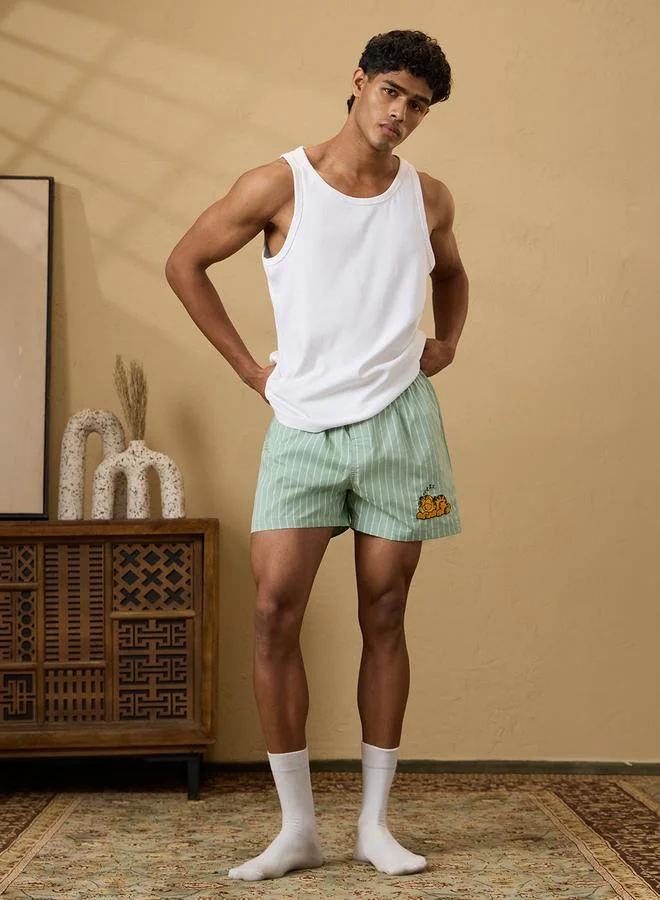 The Souled Store  Men Green Striped Garfield Sleepy Boxers for Men | Best Price UAE