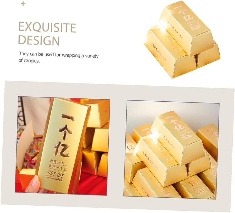 Ipetboom Gold Bar Shaped Boxes 5pcs Set, Paper Candy Holders and Biscuit Storage Containers, Empty Cookie Packaging Boxes for Party Favors and Themed Presents - Image 3