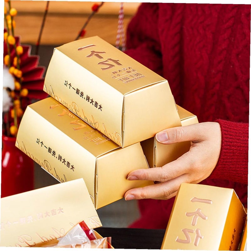 Ipetboom Gold Bar Shaped Boxes 5pcs Set, Paper Candy Holders and Biscuit Storage Containers, Empty Cookie Packaging Boxes for Party Favors and Themed Presents - Image 4