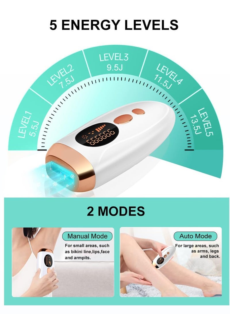 general إزالة الشعر بالليزر IPL للنساء والرجال، جهاز إزالة الشعر الدائم بـ 999,999 ومضة للوجه والساقين والذراعين ومنطقة البيكيني - Image 5
