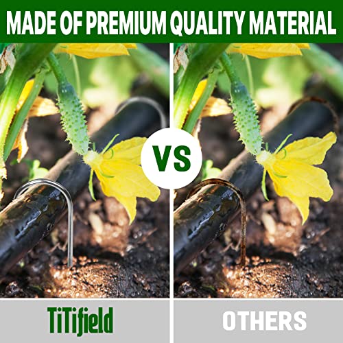 TiTifield U Shape Garden Stakes 50 Packs 4 Inch 11 Gauge Irrigation Tubing Stakes, Heavy Duty Galvanized Landscape Staples for Tube, Lawns, Landscape Fabrics,Irrigation Hose and Weed Barriers - Image 4