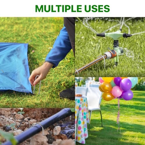 TiTifield U Shape Garden Stakes 50 Packs 4 Inch 11 Gauge Irrigation Tubing Stakes, Heavy Duty Galvanized Landscape Staples for Tube, Lawns, Landscape Fabrics,Irrigation Hose and Weed Barriers - Image 5