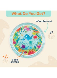 B. Toys B. Baby - Baby Water Mat - Inflatable Tummy Time Mat - 6 Removable Sea Animals - Water Activity Mat for Babies - Easy to Clean - 6 Months + - Wonder Waves  - Image 3