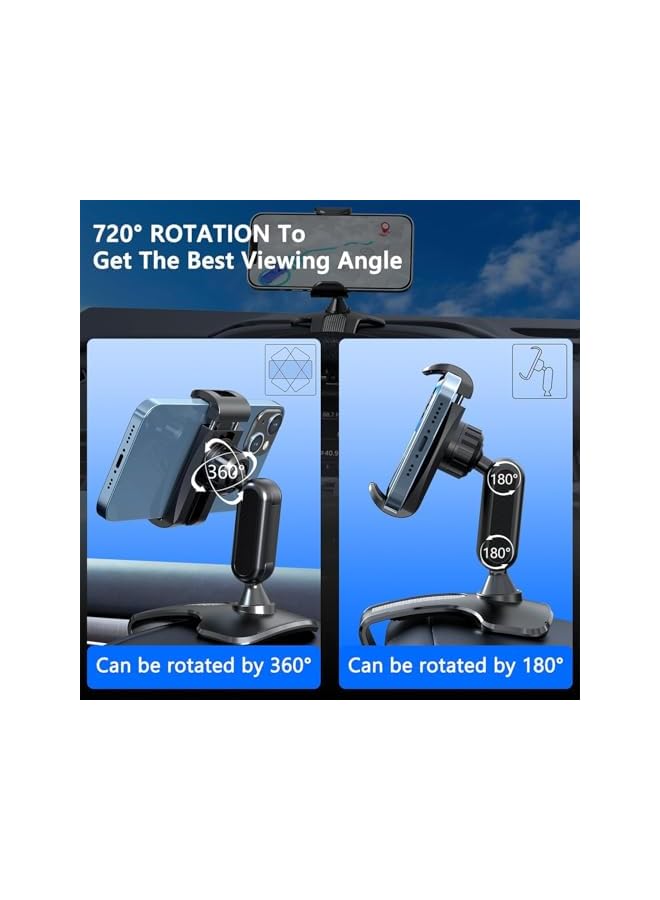 Green Tiger The Safest Car Dashboard Phone Clip Holder, 360 Degree Rotation Dash Multifunctional Car Dashboard Mobile Phone Holder Mount Stand Compatible with 4-7 Inch Smartphones - Image 2