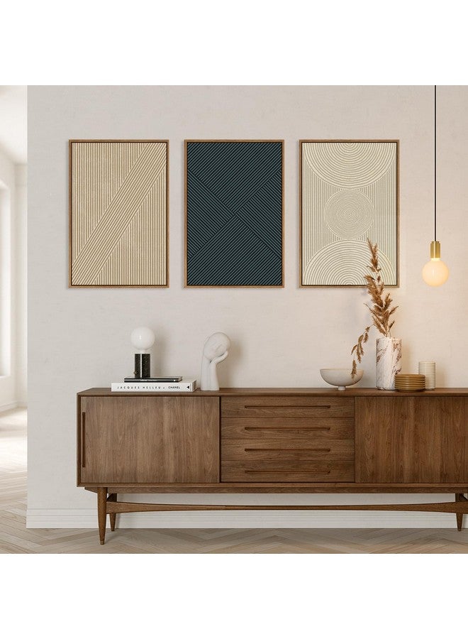 Ausril Ausril Neutral Minimalist Line Framed Canvas Wall Art Set, Beige Abstract Wall Decor, Modern Illustration Wall Painting, Mid Century Modern Art Print Living Room Bedroom Office 16"x24"x3  - Image 5