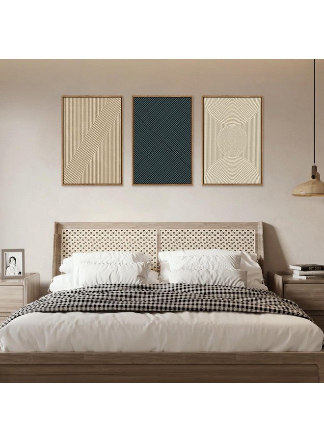 Ausril Ausril Neutral Minimalist Line Framed Canvas Wall Art Set, Beige Abstract Wall Decor, Modern Illustration Wall Painting, Mid Century Modern Art Print Living Room Bedroom Office 16"x24"x3  - Image 4