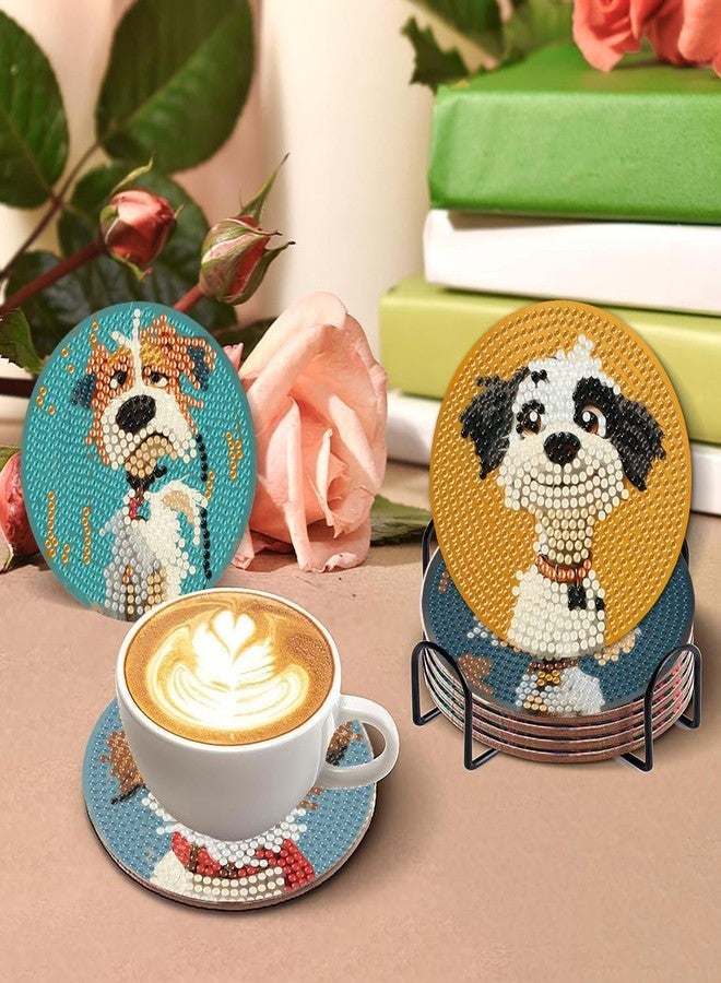 cupmod Cute Dog Diamond Art Painting Coasters Kit, 8 Pieces Puppy Diamond Art Coasters with Holder, DIY Dog Diamond Coasters for Beginners - Image 3