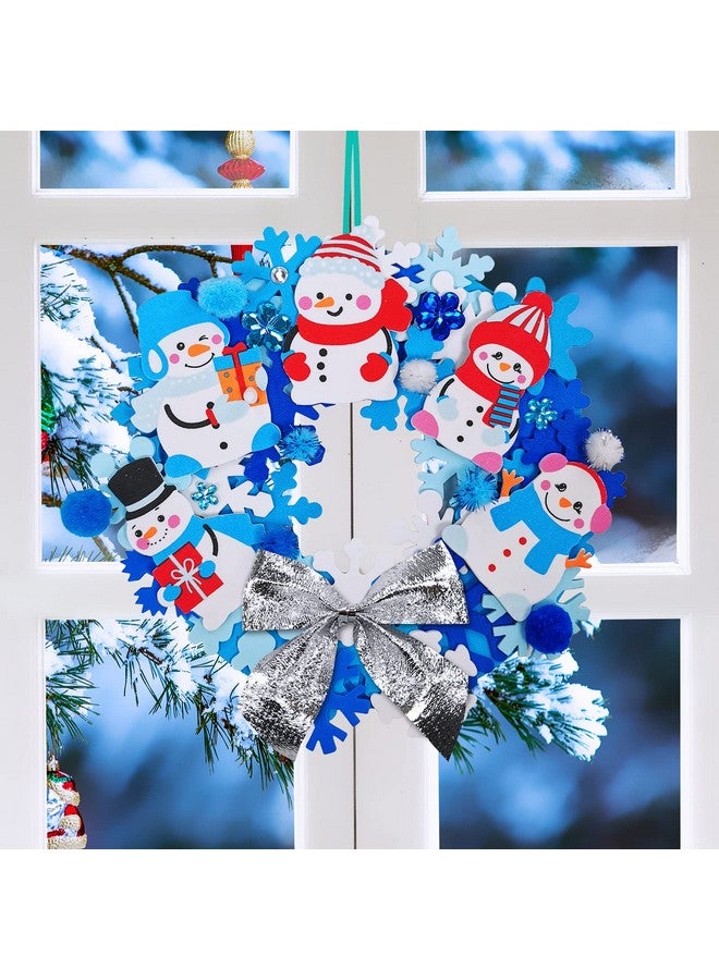Winlyn 12 Sets Winter Crafts DIY Christmas Snowflake Wreath Ornaments Decorations Art Sets Snowman Santa Foam Stickers for Kids Classroom Activities - Image 2